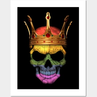 Rainbow Flag Skull with Crown Posters and Art